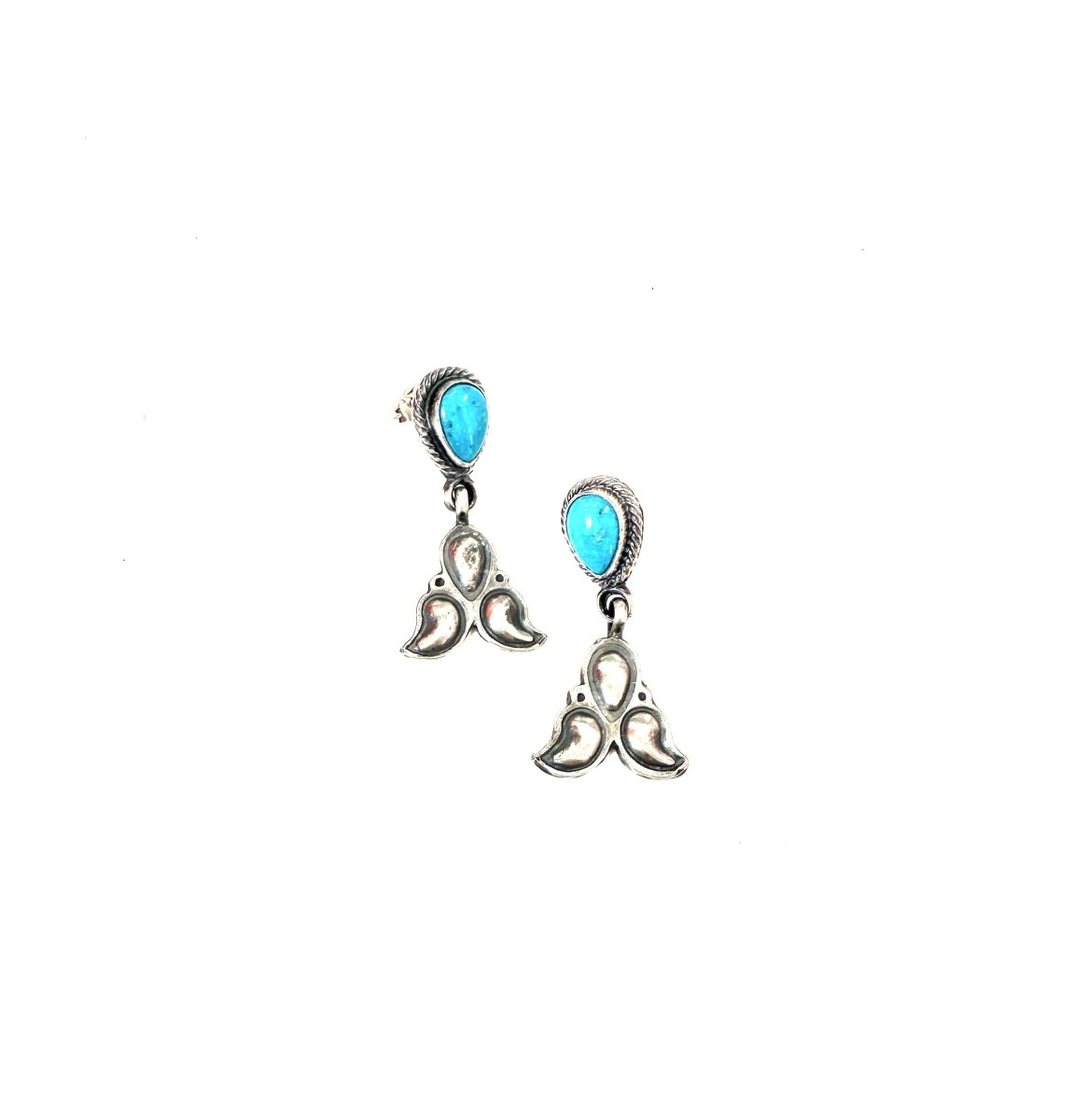 No Stamp Sterling Silver Dangle from Turquoise Earrings