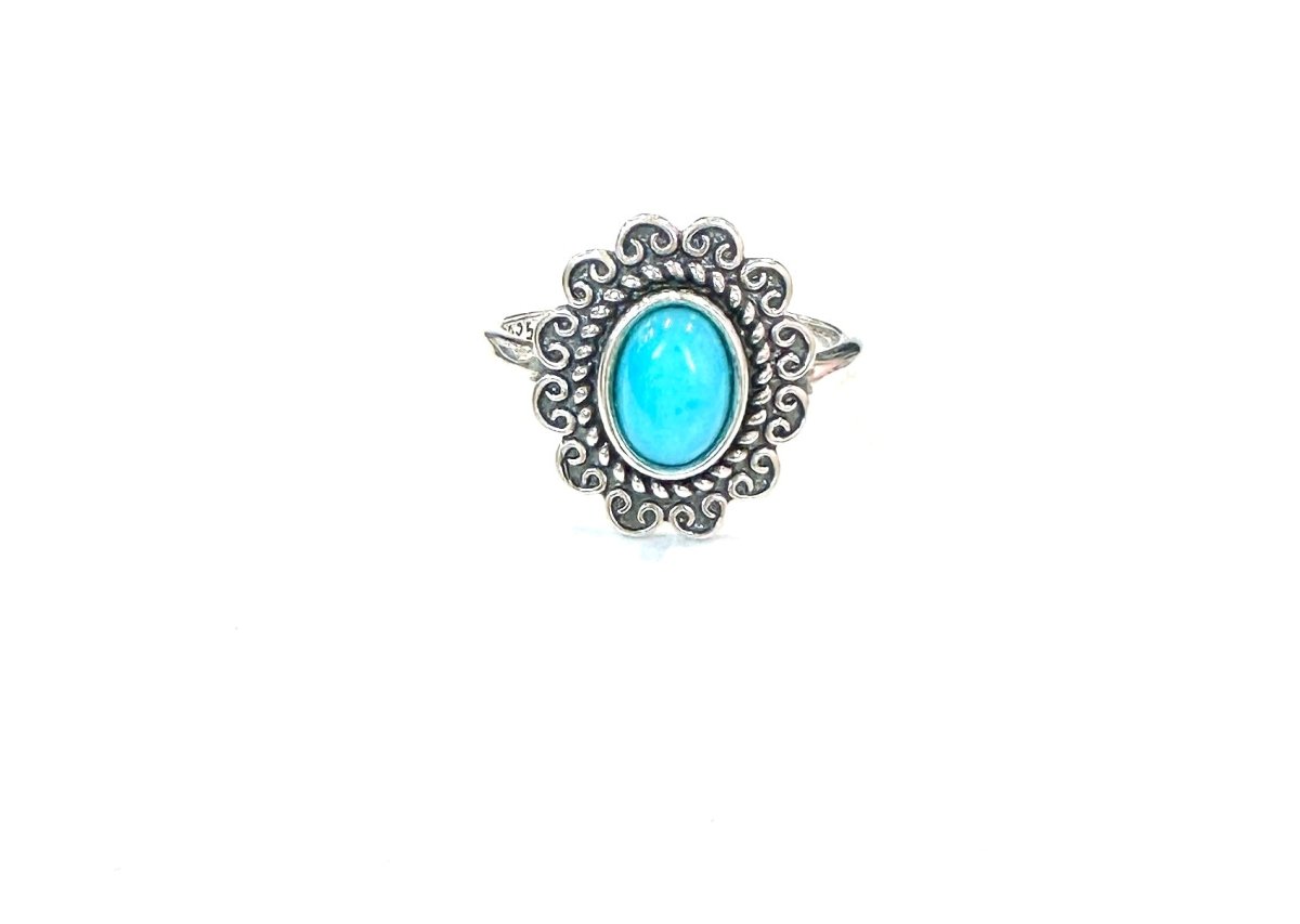 Sterling Ring-Turq Oval Squash