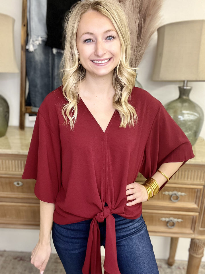 The Solid Adrienne Tie Top - 9 Colors/AS