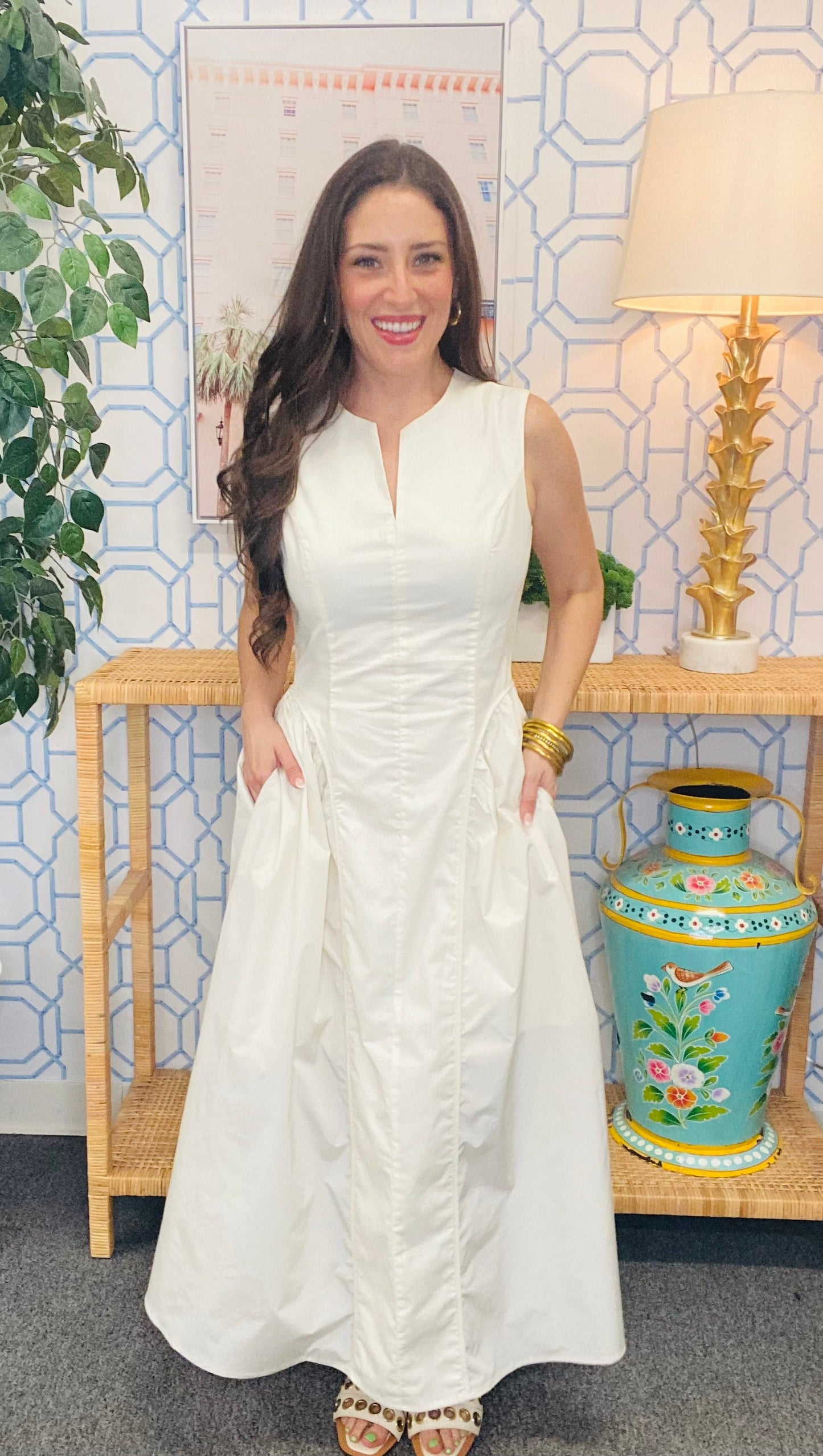 The Cream Gathered Midi