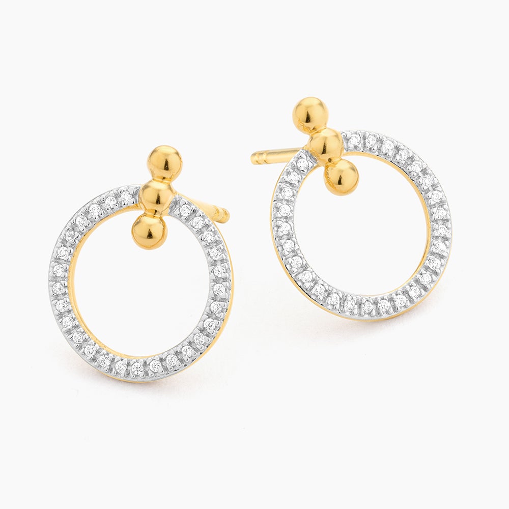 ES Three Pinned Globes Circle Stud Earrings