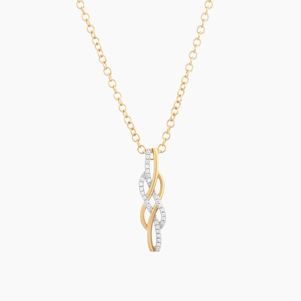 ES Diamonds and Gold Intertwined Pendant Necklace