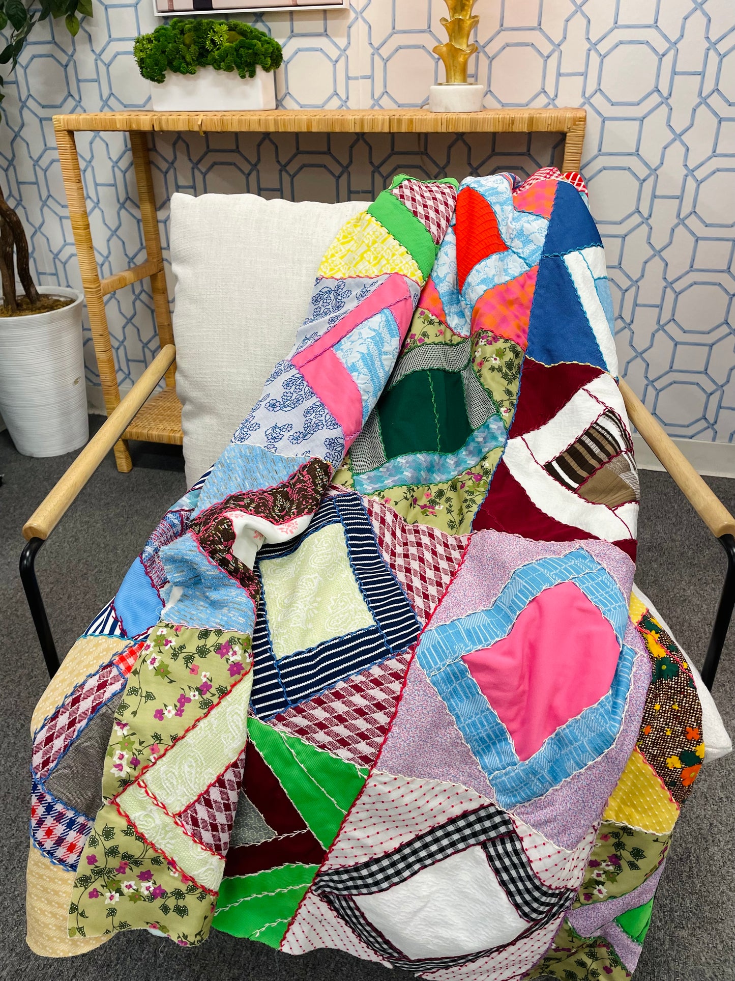 70x85 Quilt Topper with Detailed Stitching
