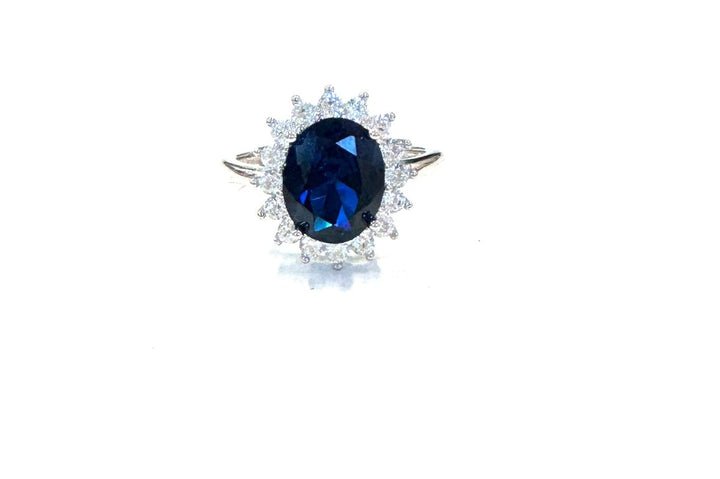 Sterling Ring-CZ Sapphire Oval