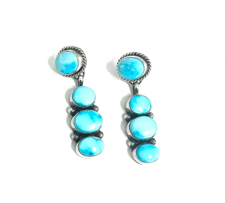 Sterling and Turquoise Triple Drop Dangle Earrings