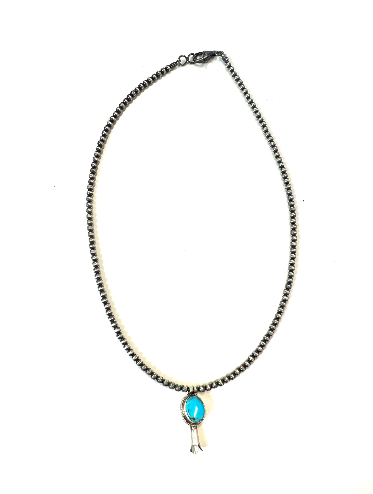 3mm Sterling and Turquoise Single Squash Necklace