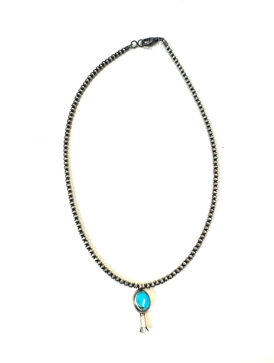 3mm Sterling and Turquoise Single Squash Necklace