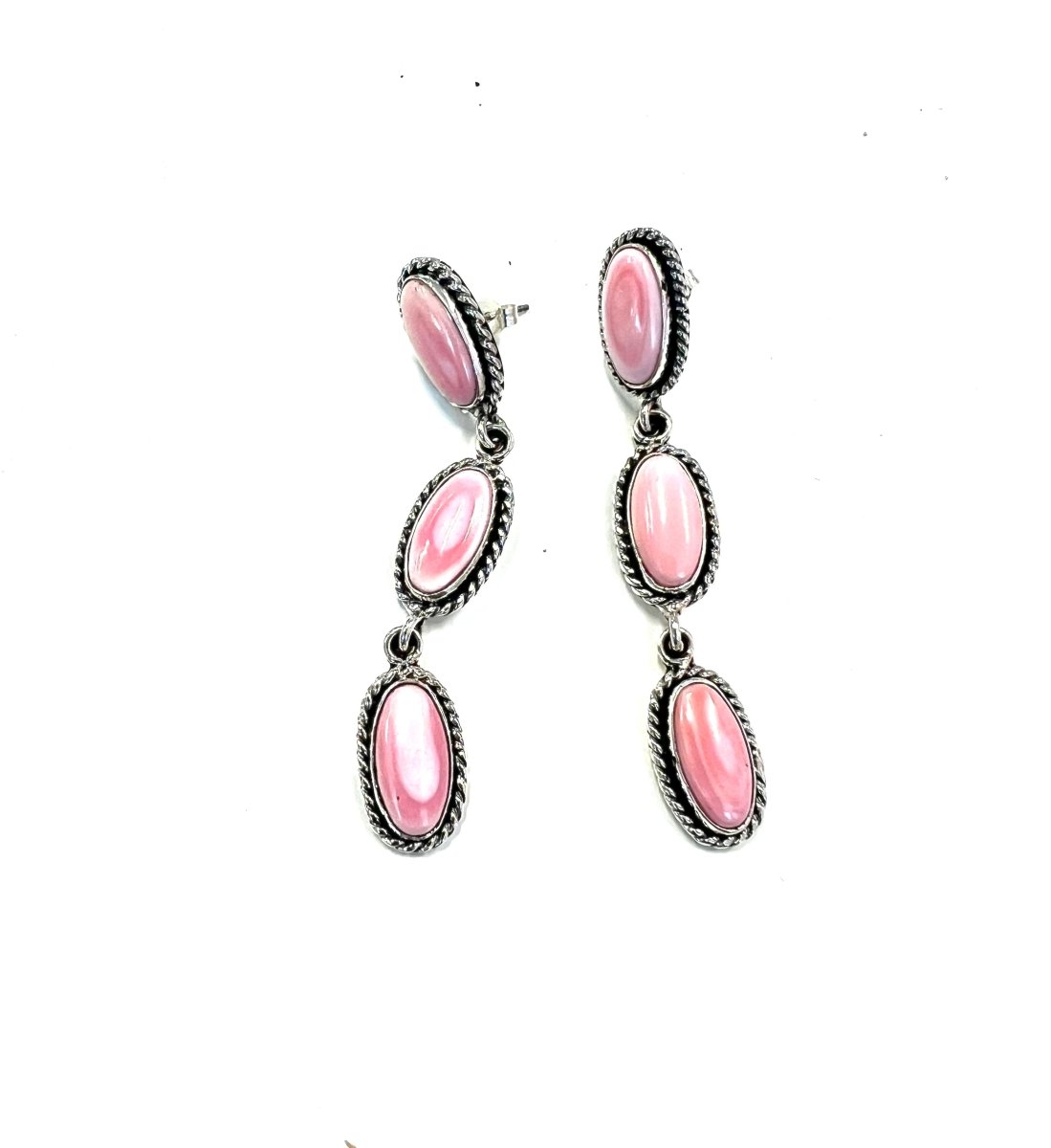 Sterling and Pink Conch Earrings