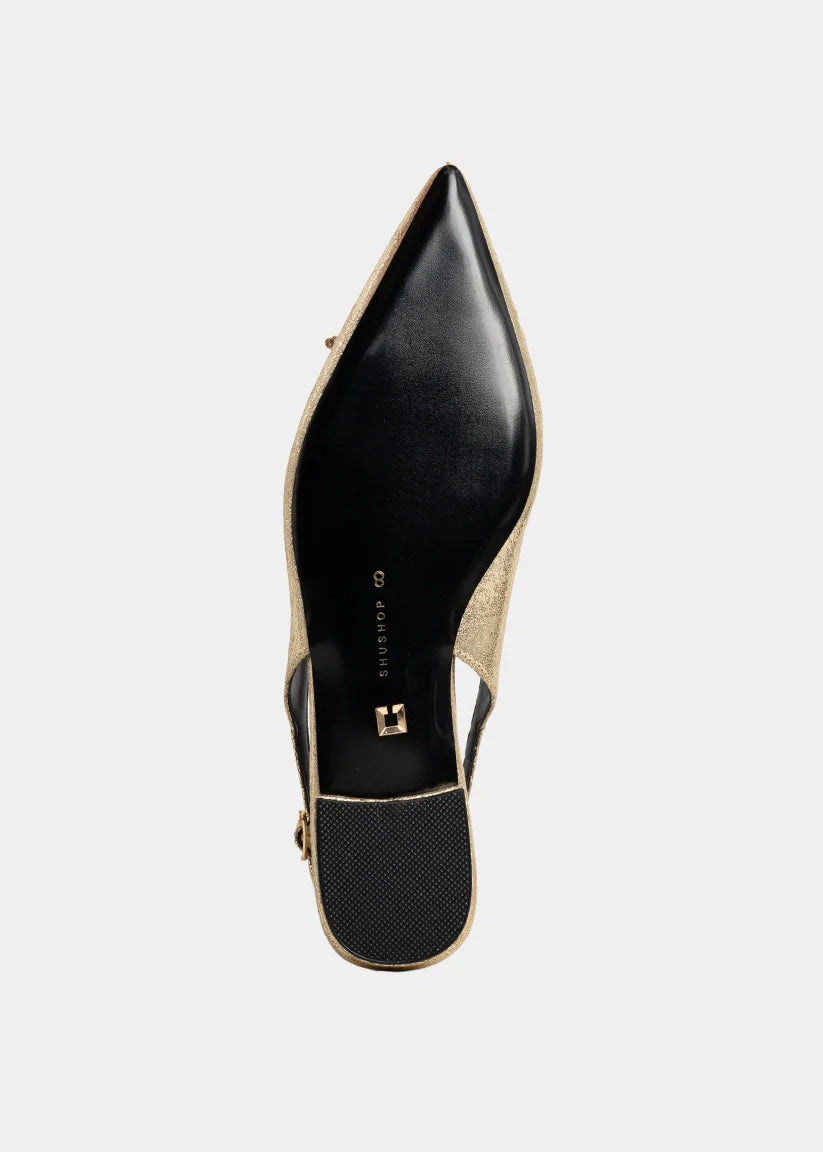 The Amy Slingback Flats in Gold