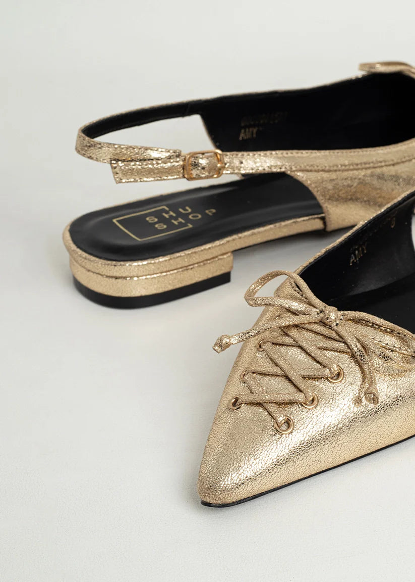 The Amy Slingback Flats in Gold
