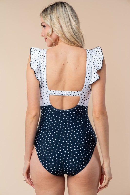 The Two Tone Ruffle One Piece - 2 Colors/AS
