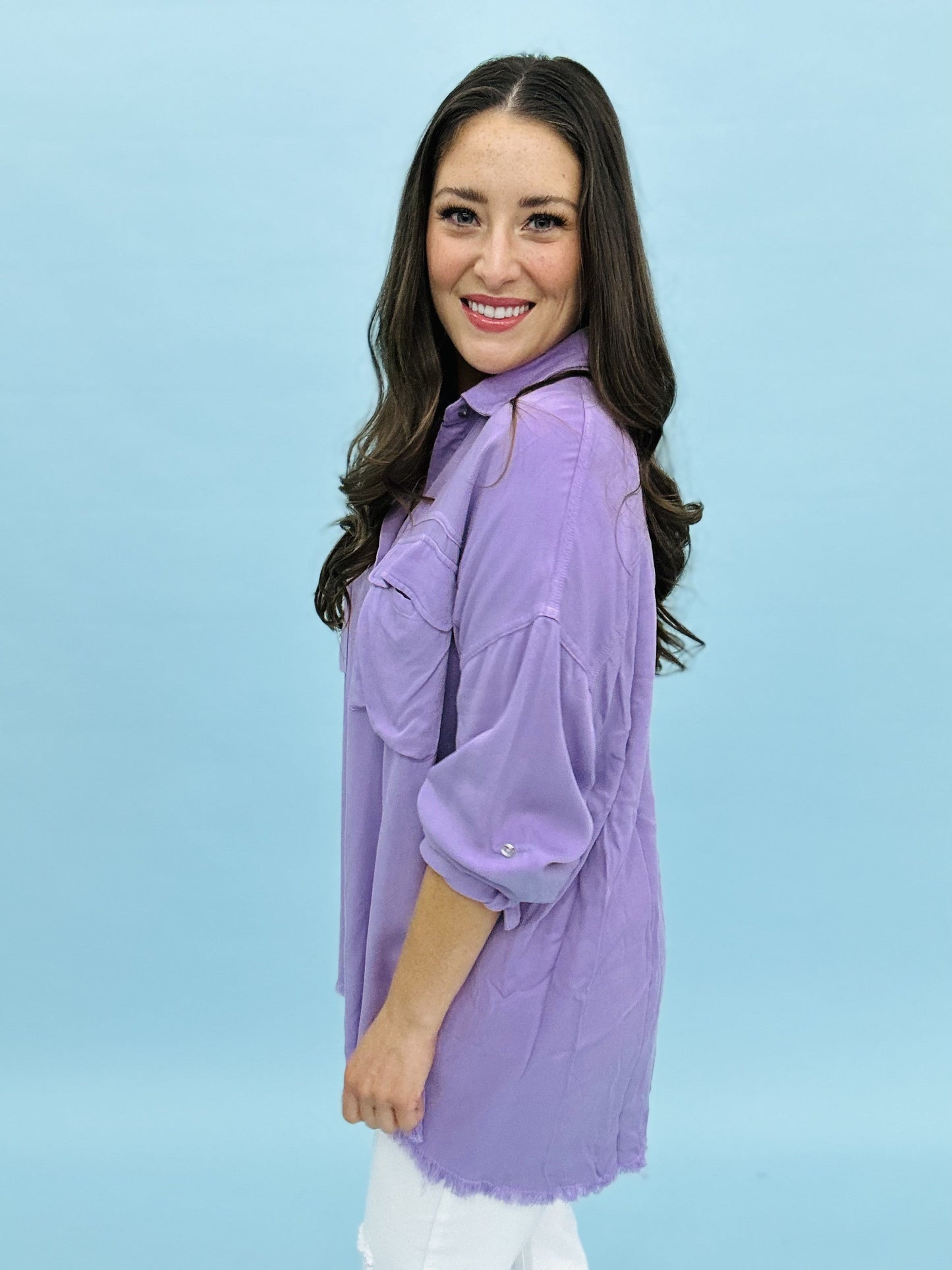 The Fringe Button Top - 2 Colors/AS