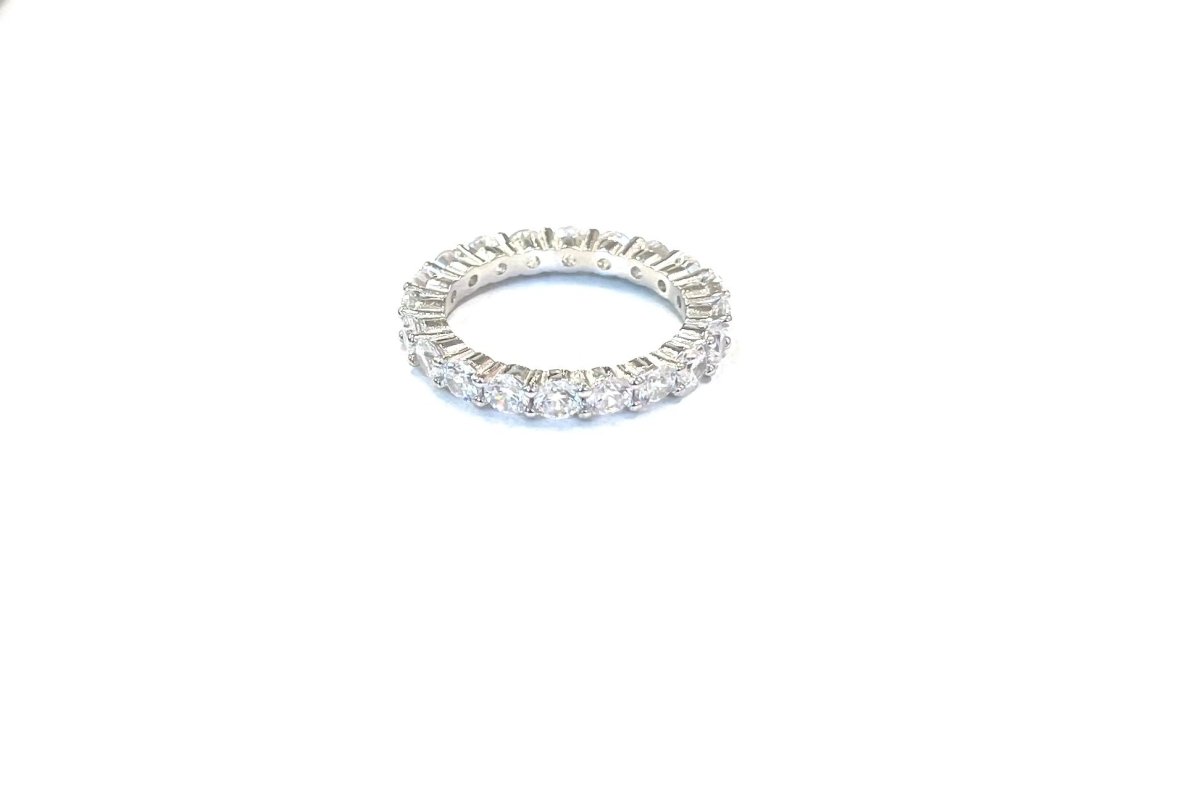 Sterling Ring-Round Bigger Full CZ Band