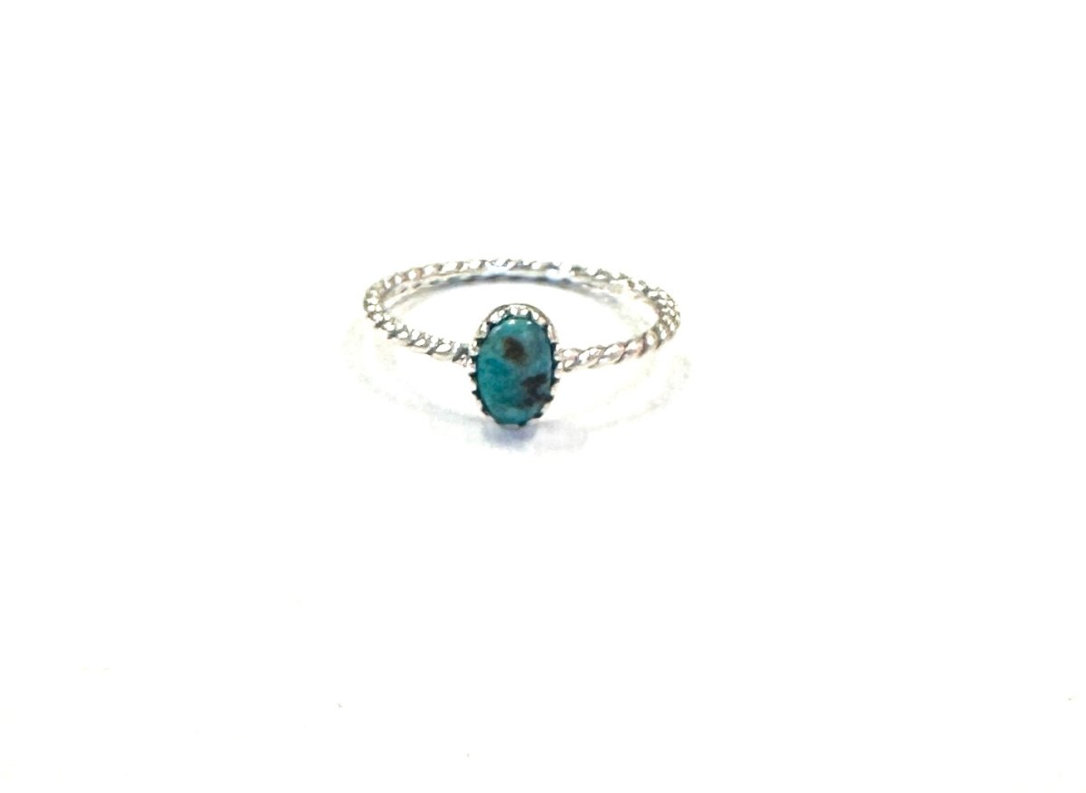 Sterling Ring-Twist thin w/Turq Oval