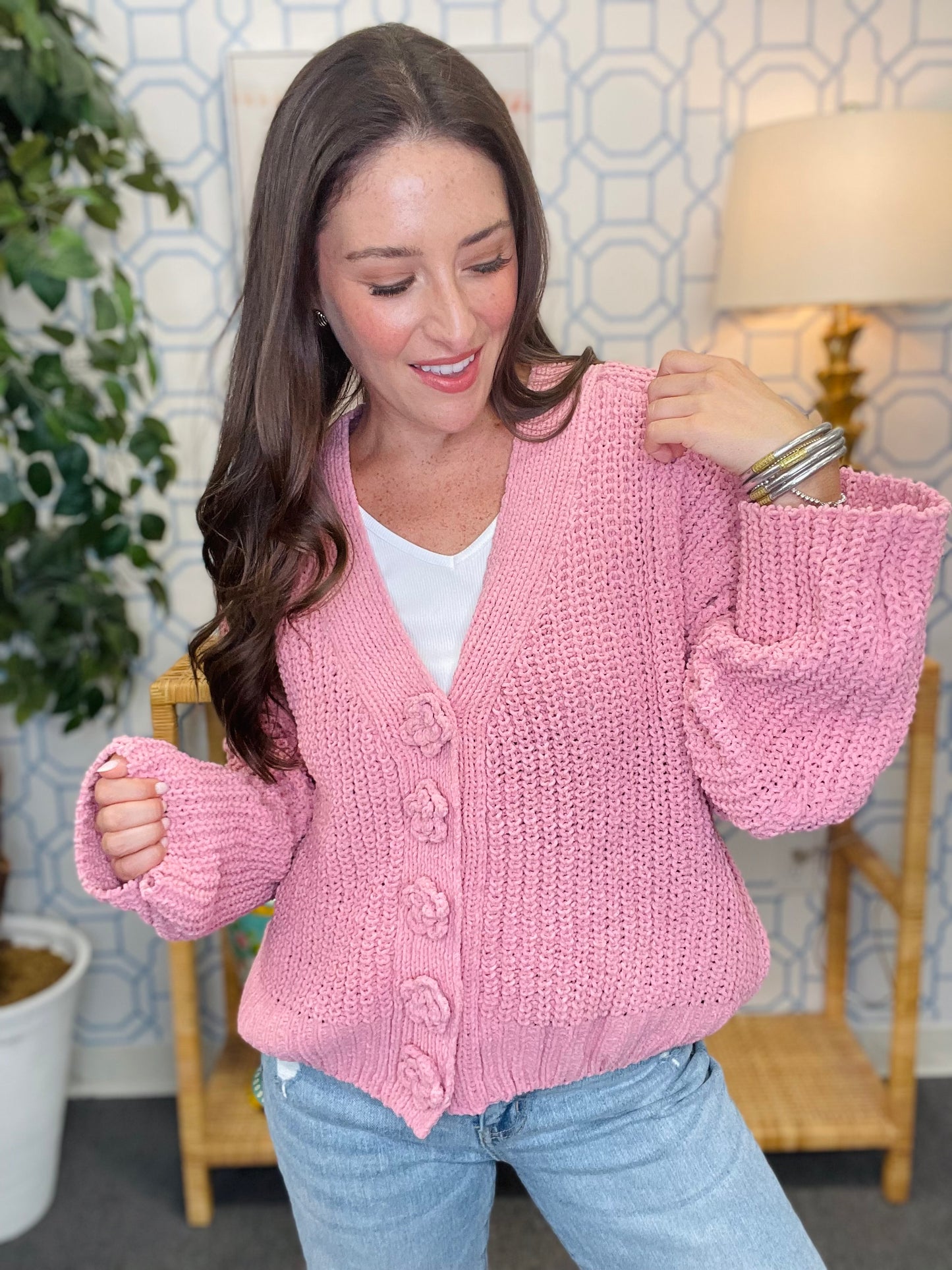 The Chenille Button Sweater in 4 Colors