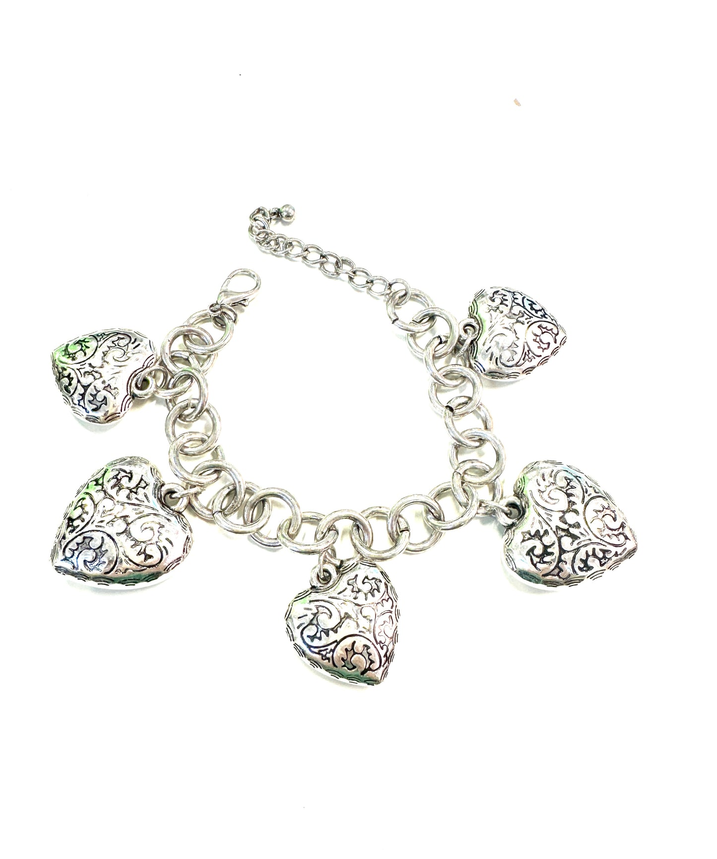 The Embossed Heart Charm Bracelet- 2 Colors