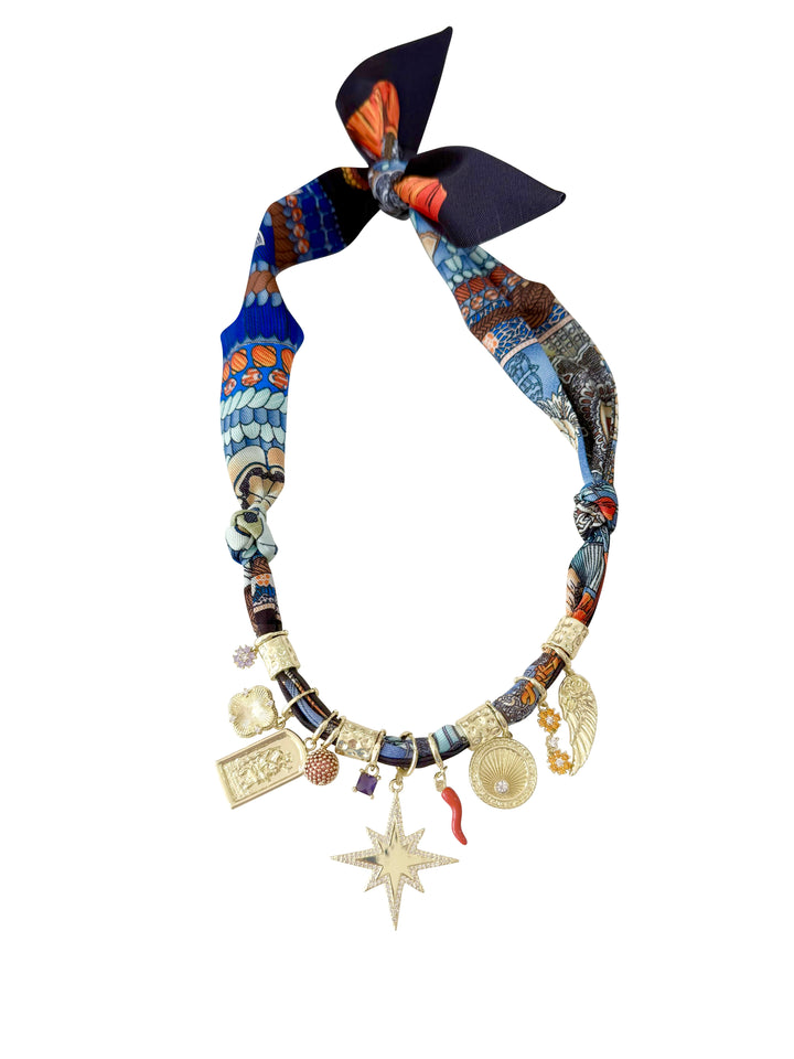 The Sarah Multi Charm Scarf Necklace