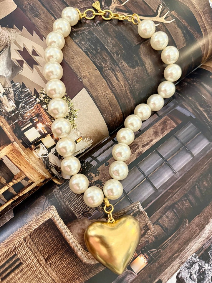 Yochi Pearl Heart Necklace