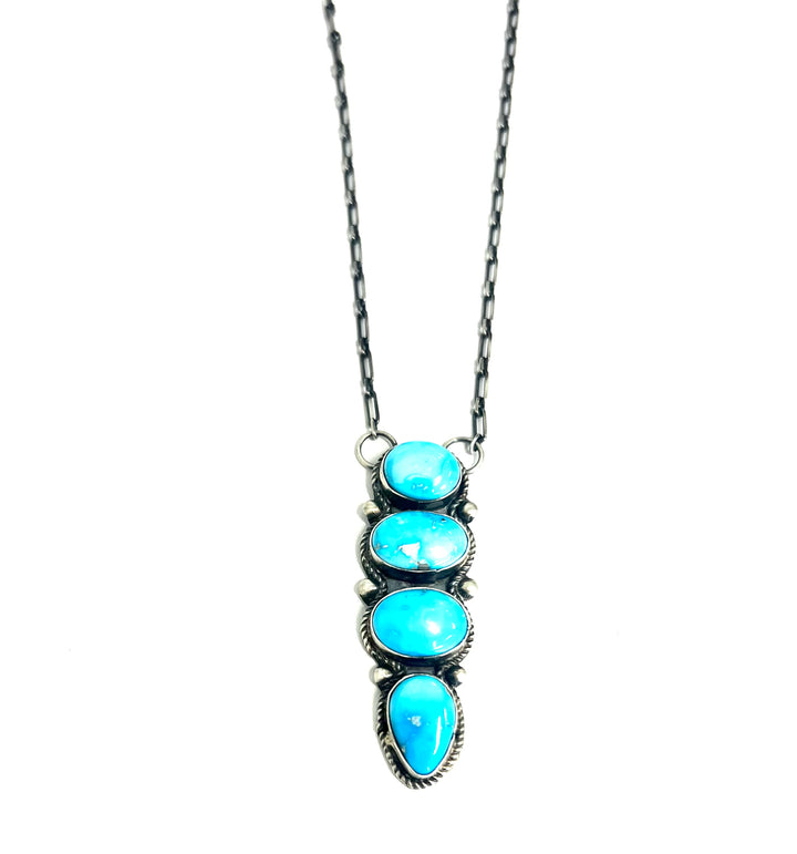 Sterling and Turquoise Vicky Hicks Drop Pendant Necklace