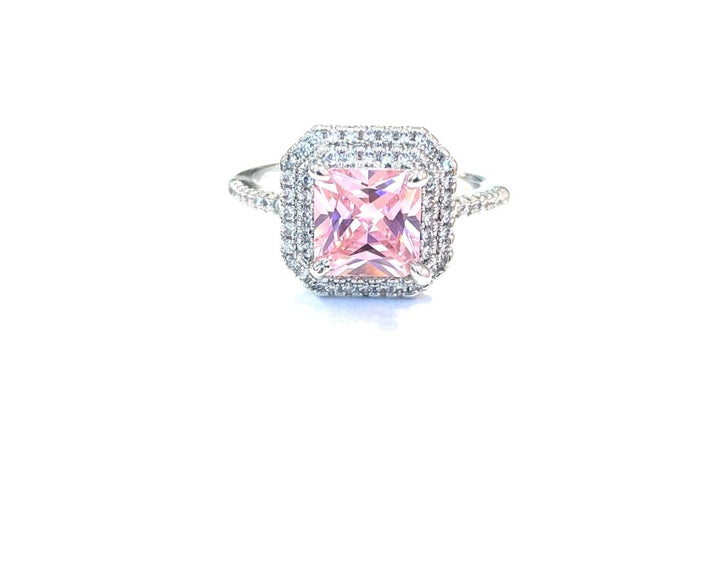 The Double Row Pink Border Ring