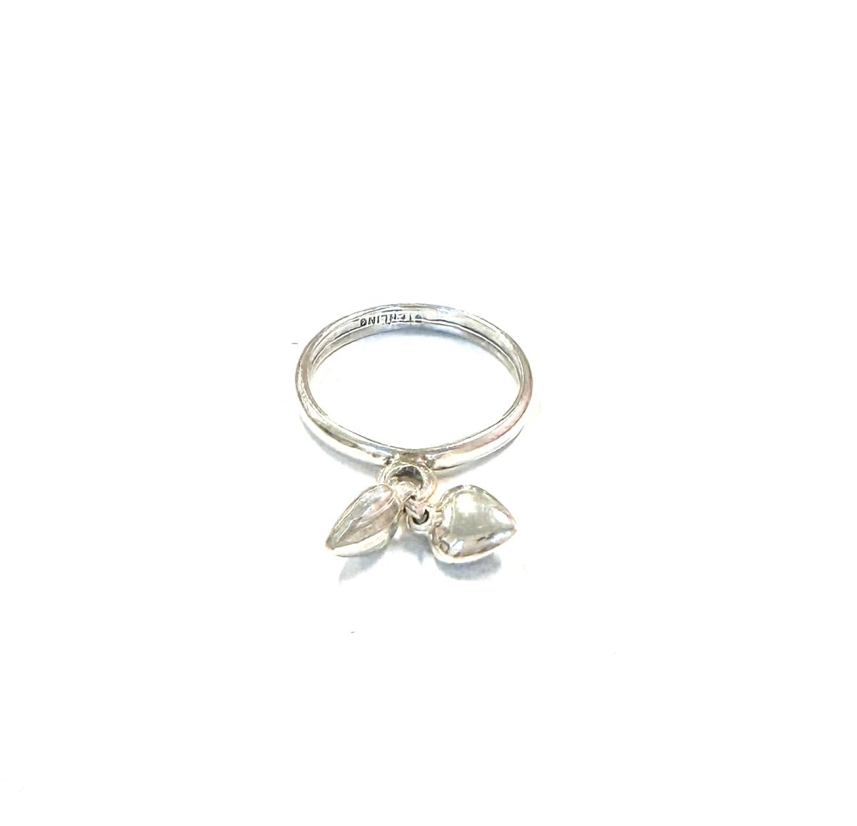 Sterling Ring-Heart Charm Double