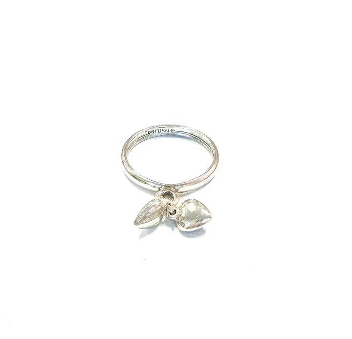 Sterling Ring-Heart Charm Double