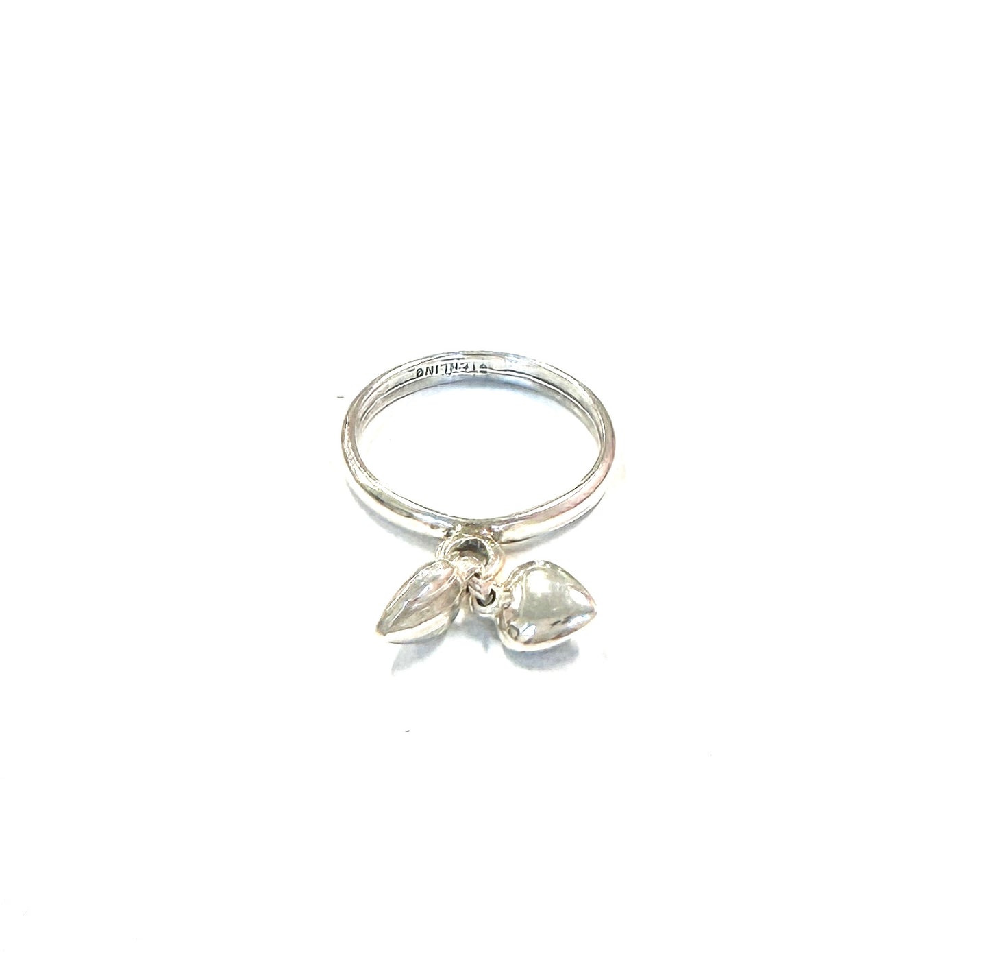Sterling Ring-Heart Charm Double