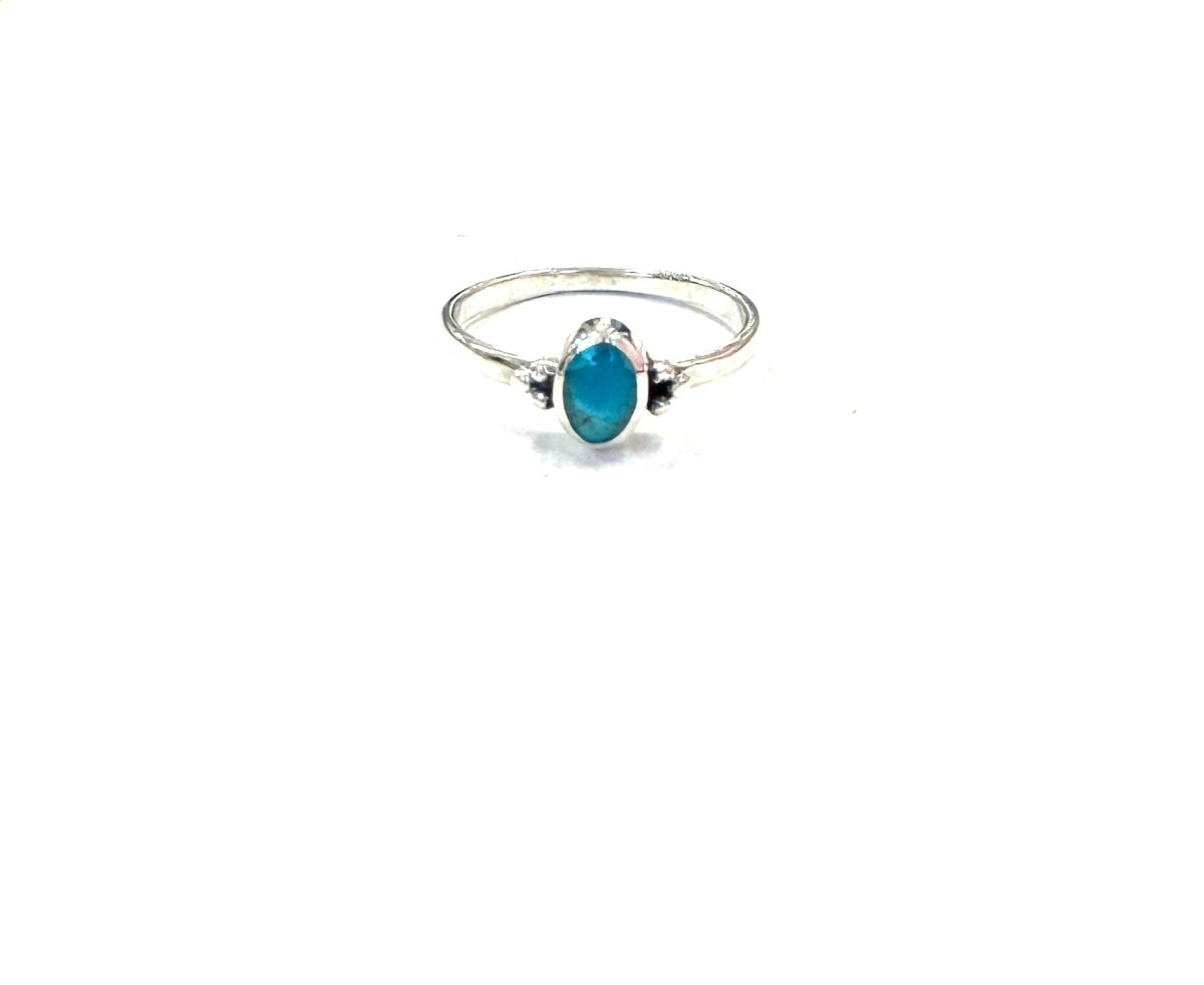 Sterling Ring-Mini vert Turq Oval