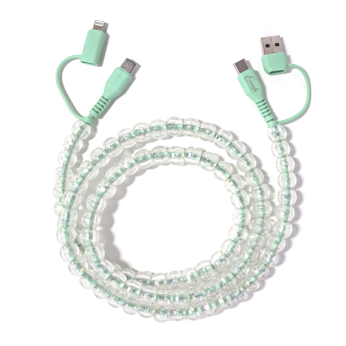 Beaded Phone Charger Bubbles Mint