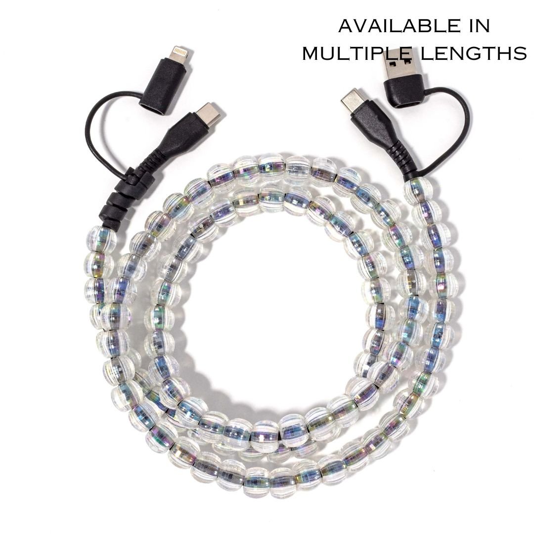 Beaded Phone Charger Bubbles Black
