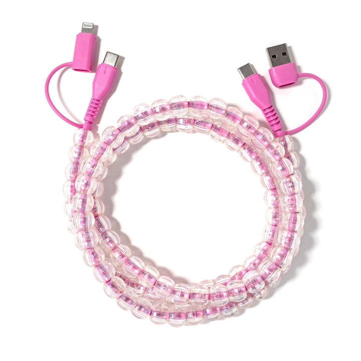 Beaded Phone Charger Bubbles Pink