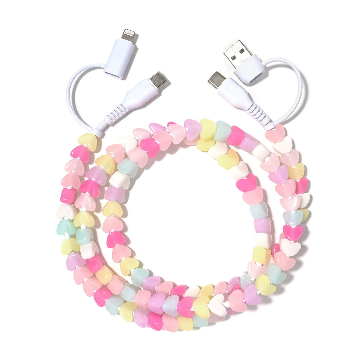 Beaded Phone Charger Jelly Heart