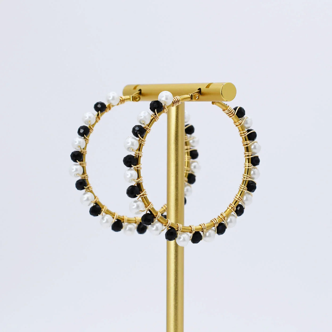 The STEAL Blk/White Beaded Hoops