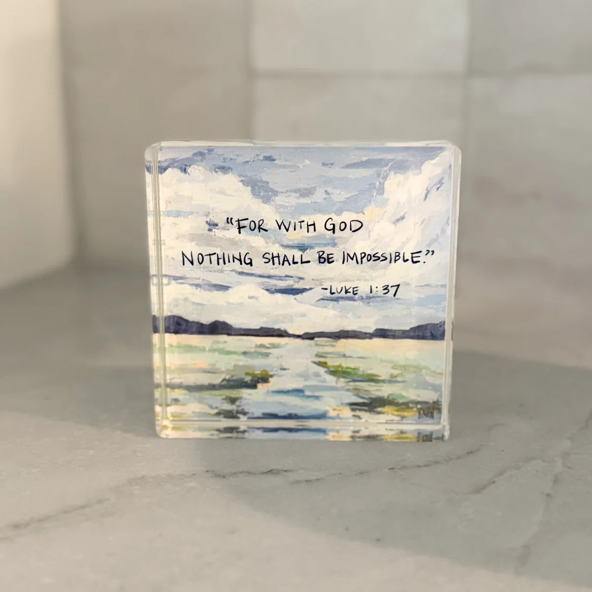 Luke 1:37 Acrylic Scripture Block