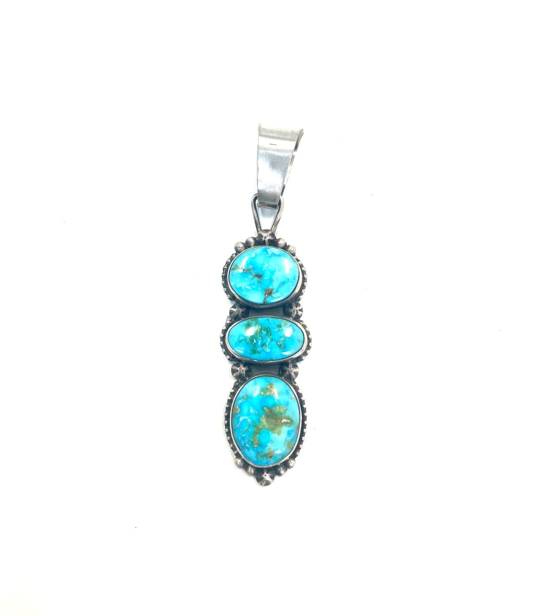 Travis J. Turquoise and Sterling Long Pendant