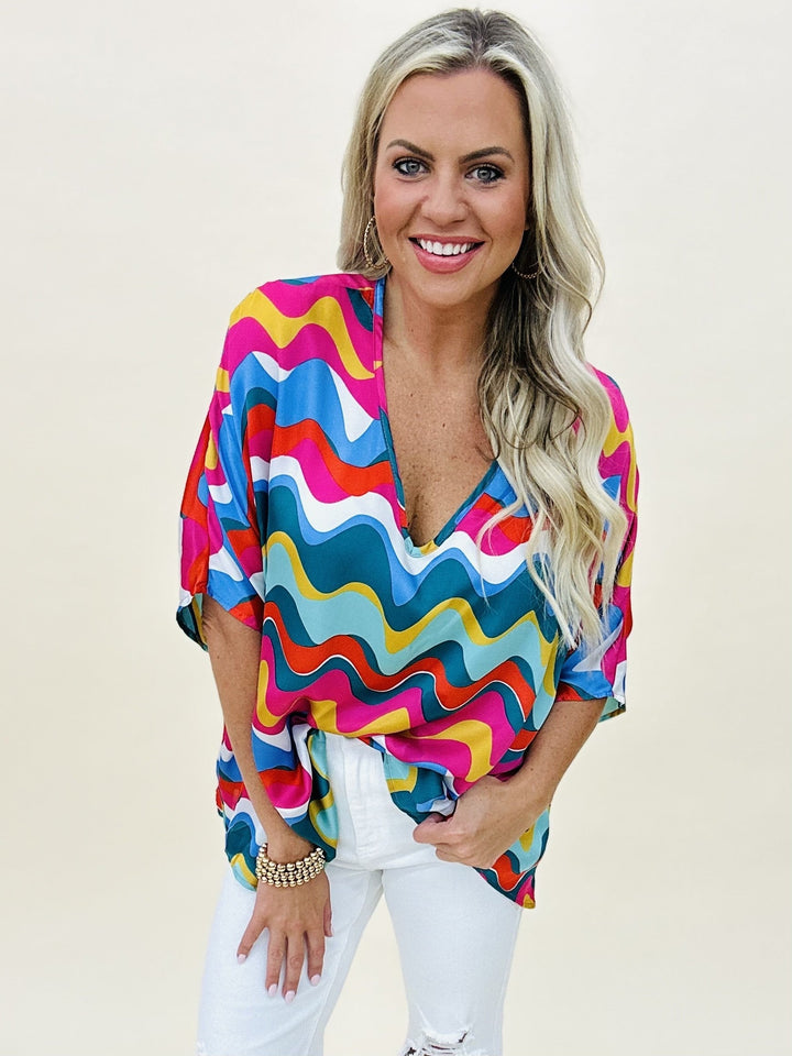 The Dancing Waves Poncho Top - AS