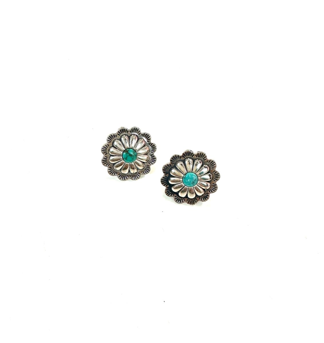 German Sterling and Turq Round Studs-2 Sizes