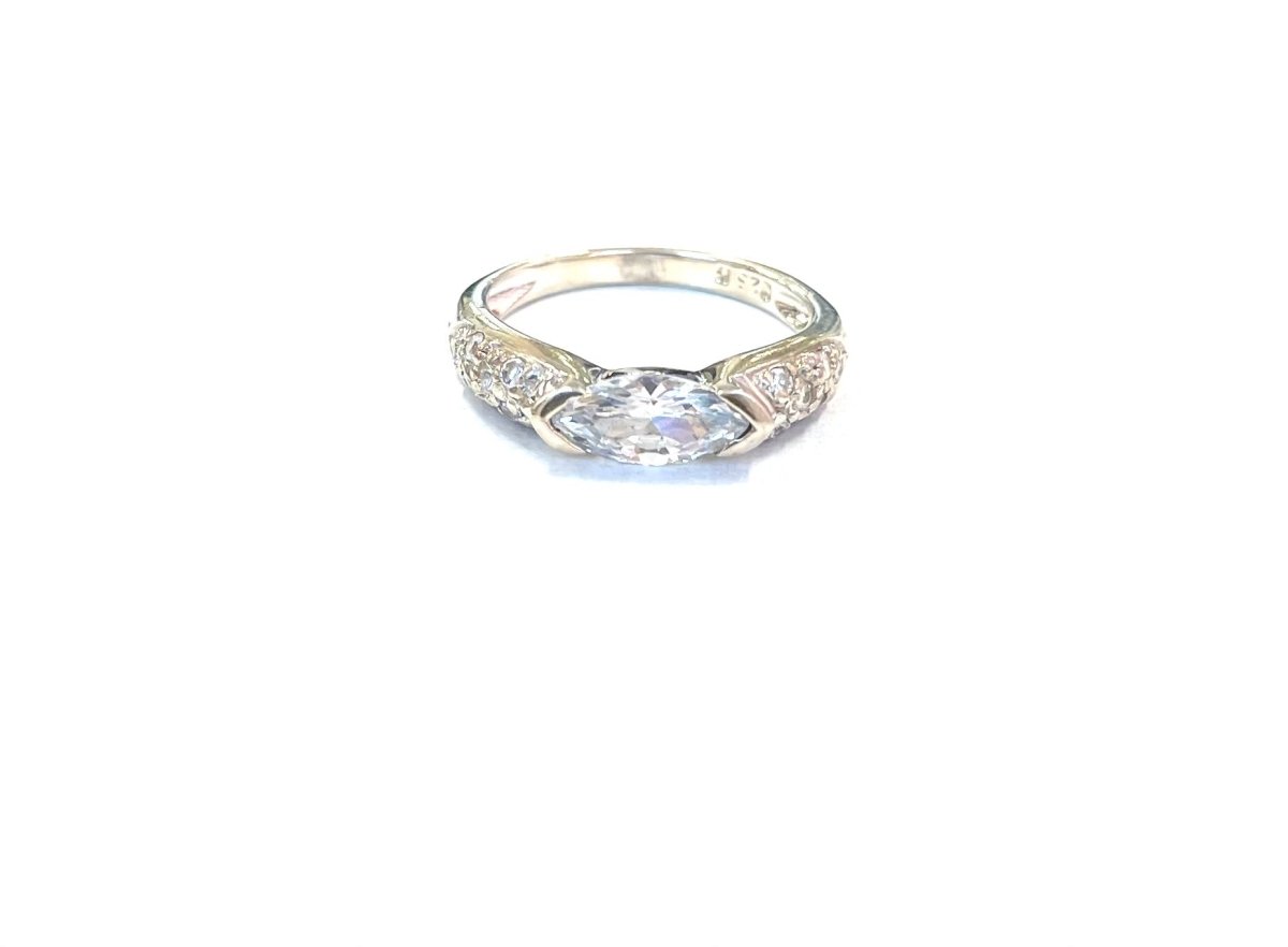 Sterling Ring-Two Tone Pave Ring