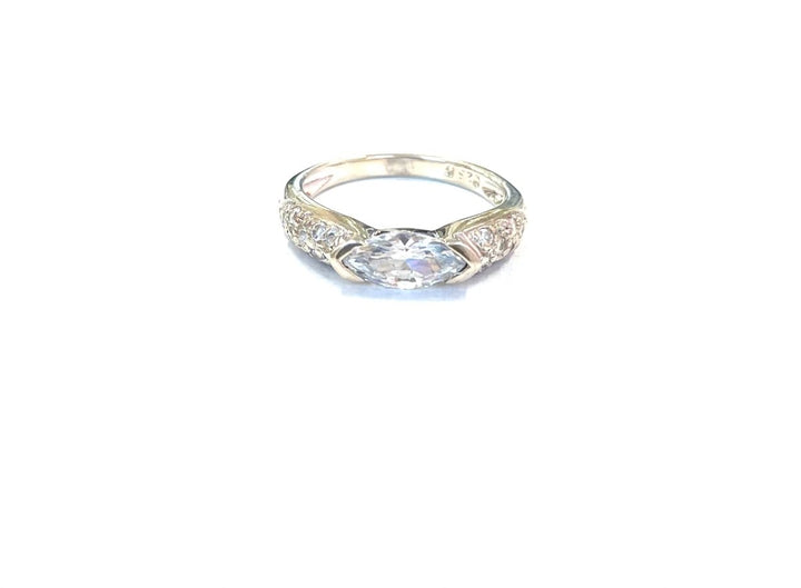Sterling Ring-Two Tone Pave Ring