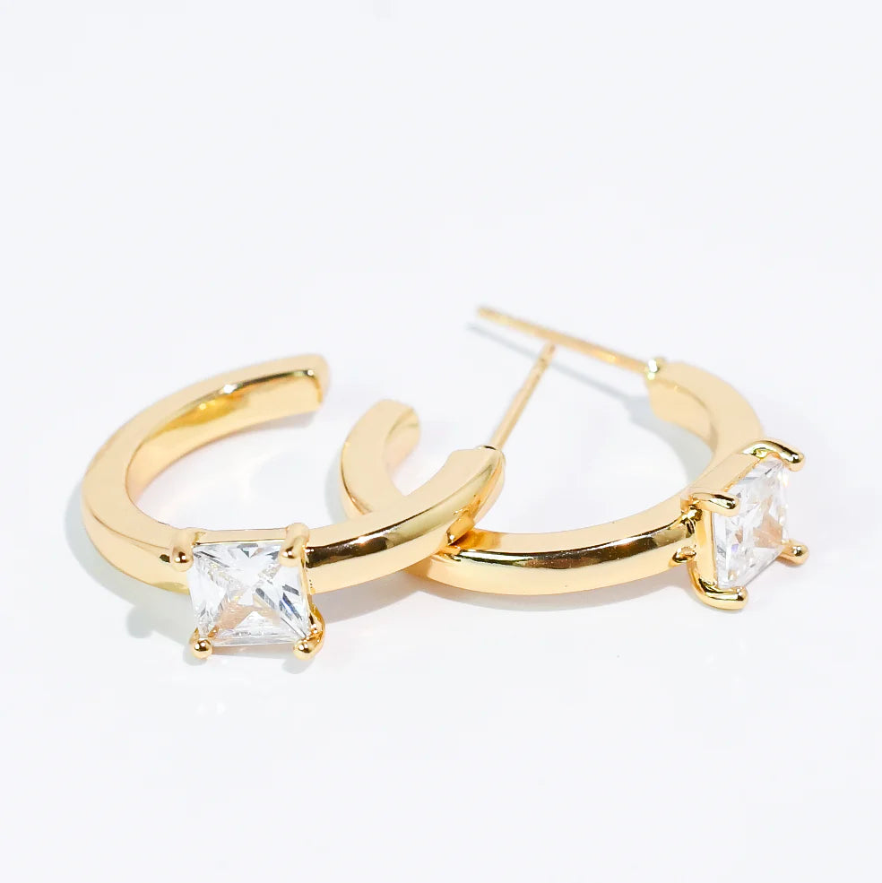 The Luxe Solitaire Hoops