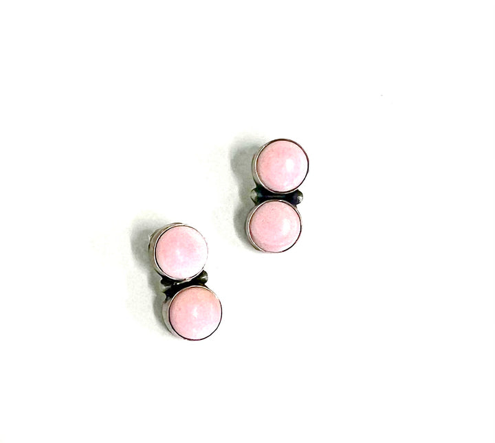 Sterling and Pink Conch Double Circle Studs