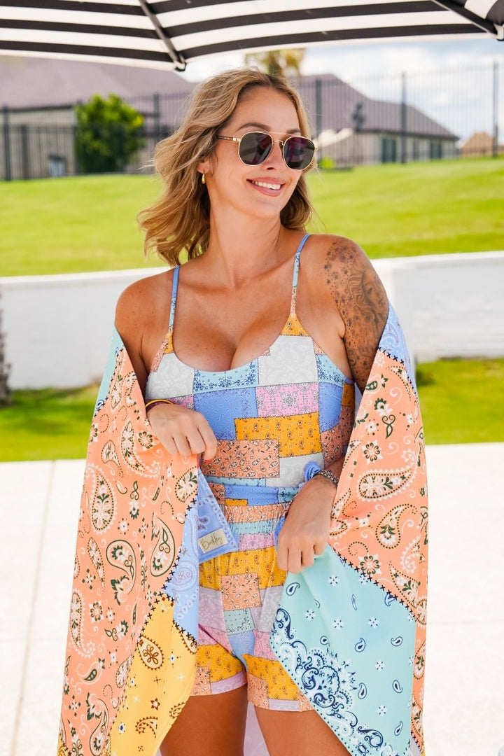 The Buckley Belted Swimsuit in Playful Paisley