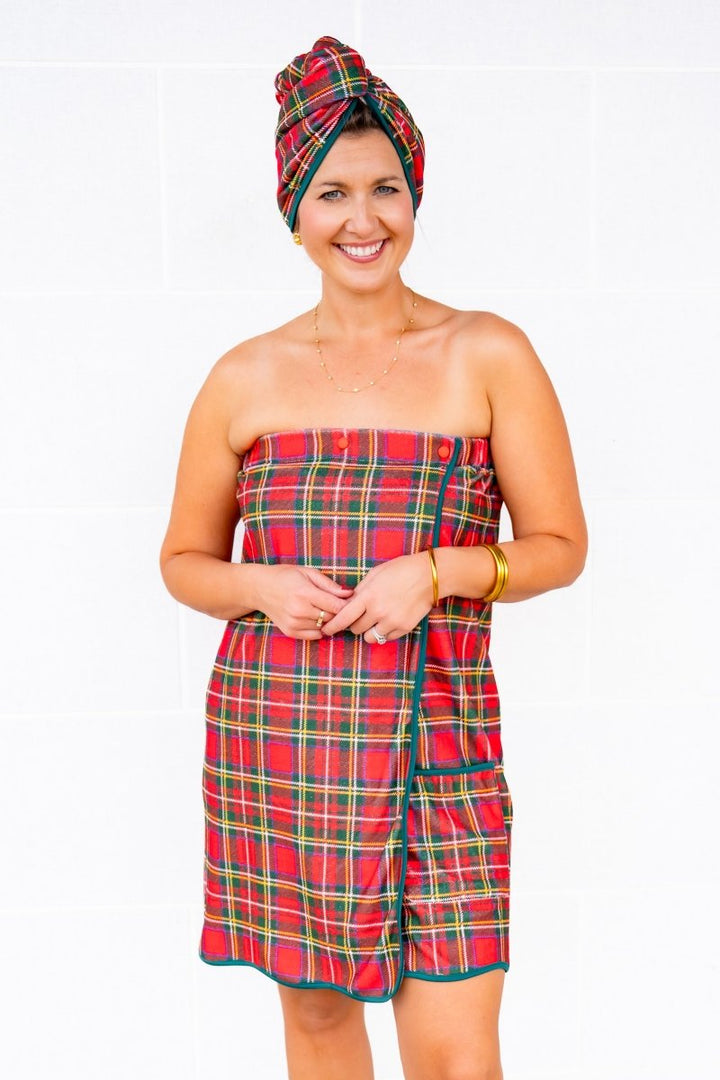 Buckley Towel Wrap Duo in Tartan Tidings