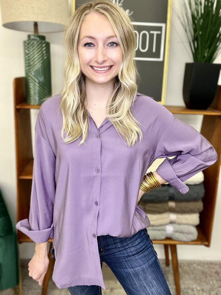 Loose Satin Mulberry Blouse