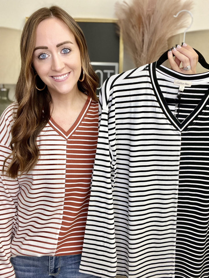 The Split Stripe Top-2 Colors/AS