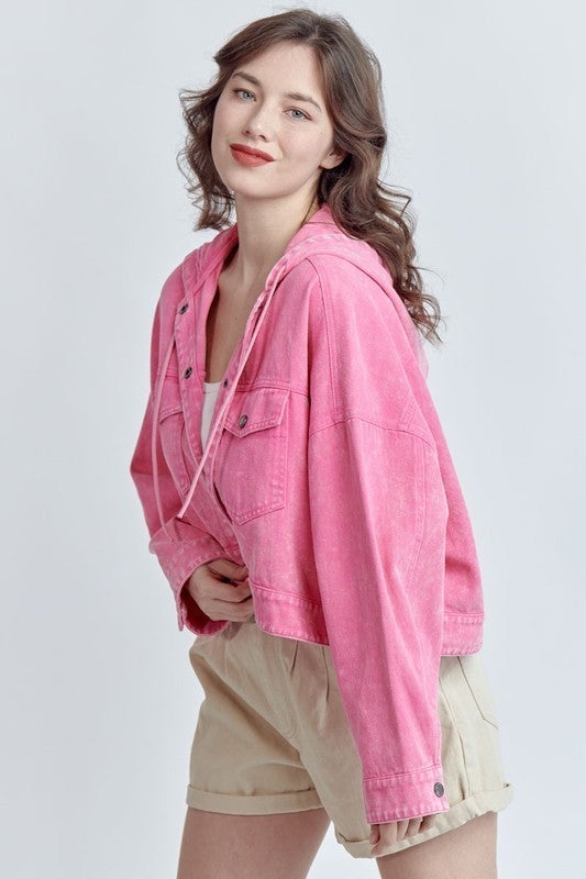 Washed Hoodie Crop Jacket-All Sizes