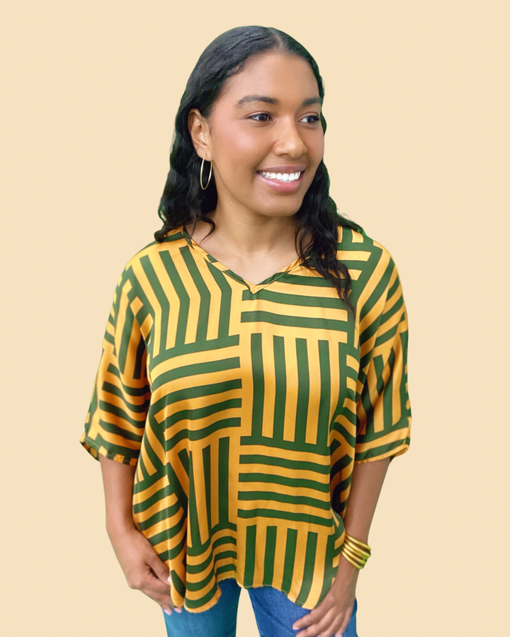 The Baylor Stripe Poncho Top - AS