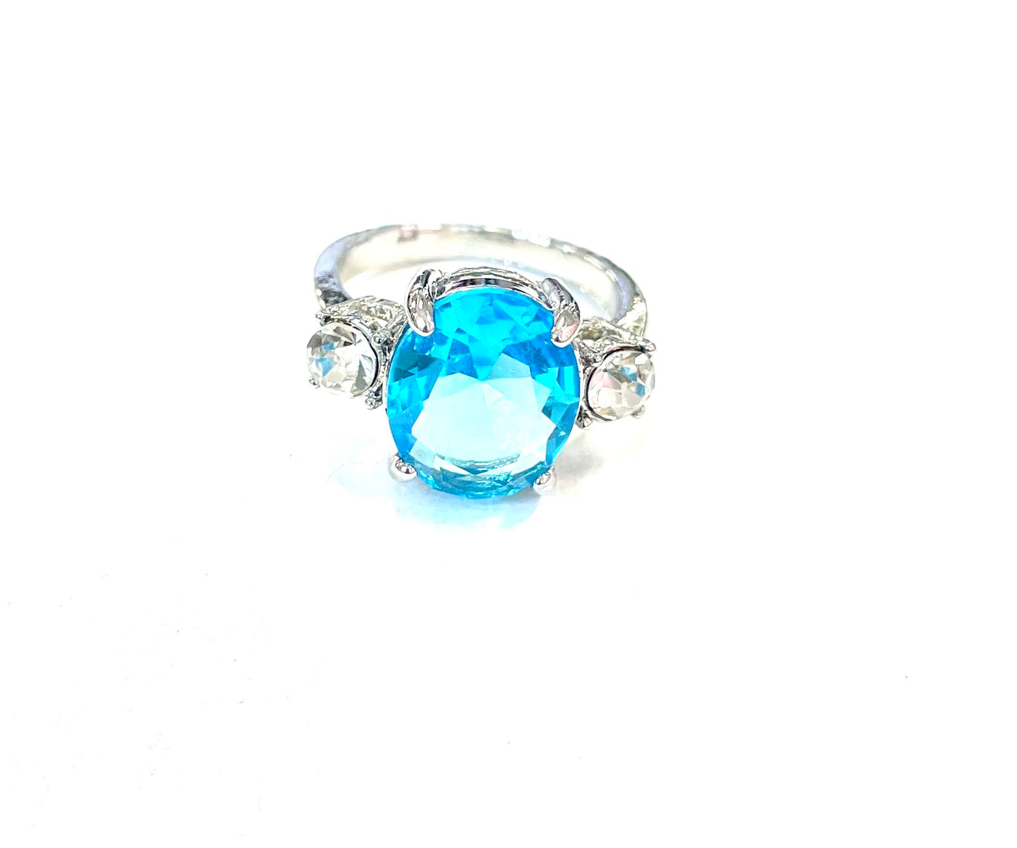 The Aqua Oval With Sides Ring