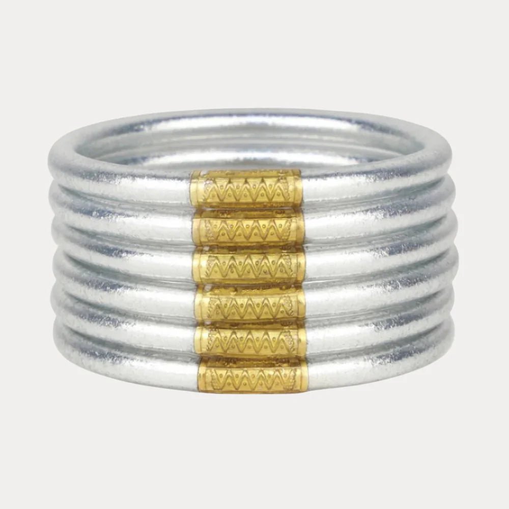 Silver Budha Bangles - Set of 6