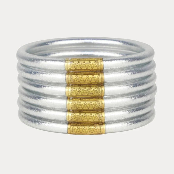 Silver Budha Bangles - Set of 6